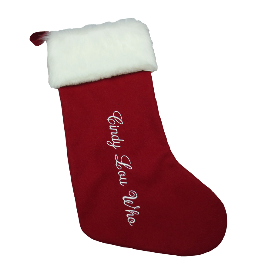 custom embroidered Christmas stockings from Make at Granville Island